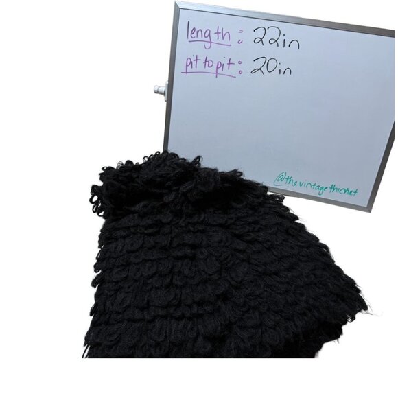 Black Shaggy Sweater Cardigan Ivy Jane Wool Blend Size XL Pom Pom Whimsigoth - Picture 10 of 10